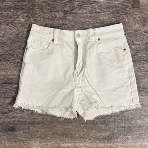LOFT White Jean Shorts with Frayed Hem
